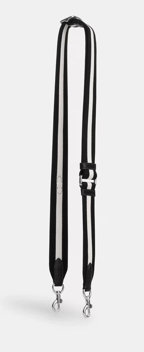 NWT COACH brand webbing strap adjustable replacement crossbody black stripe